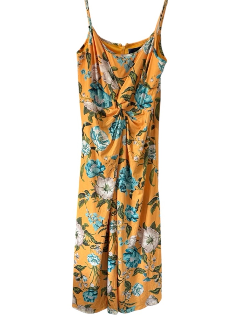 ☀️🔹‎ RACHEL Rachel Roy Mustard Yellow Floral Twist-Front Midi Dress 🔹☀️